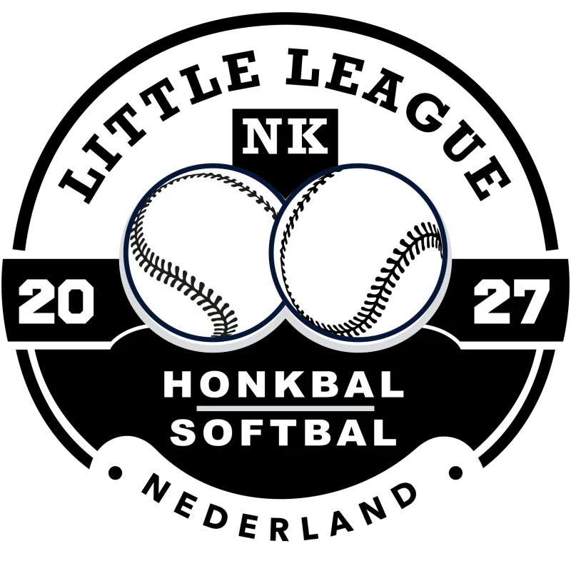 Hetzelfde logo van het NK Little League 2027 in zwart-wit.